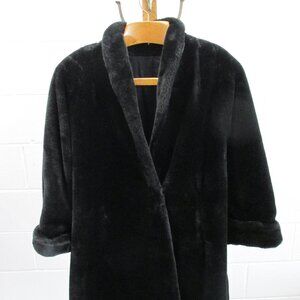 Vintage Dasco Black Faux Fur Coat - Size Medium